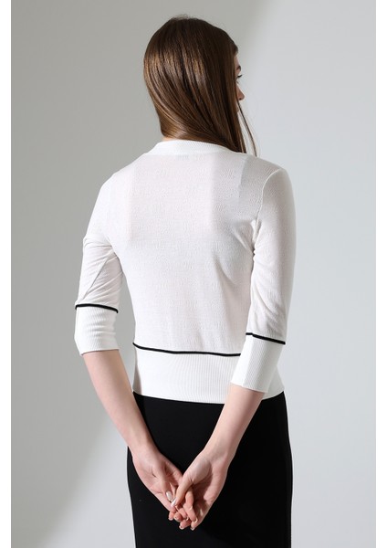 Bagh Kadın Yazlık Ajurlu Truvakar Kollu Şık Düğmeli Arabiyeli (Over Waist) Kısa Hırka - Ekru indirimleri