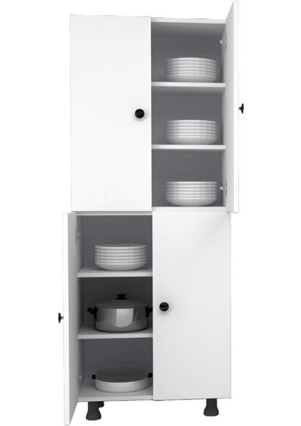 180 cm 6 Raflı Beyaz Çok Amaçlı Banyo/kiler/mutfak/ayakkabı Dolabı