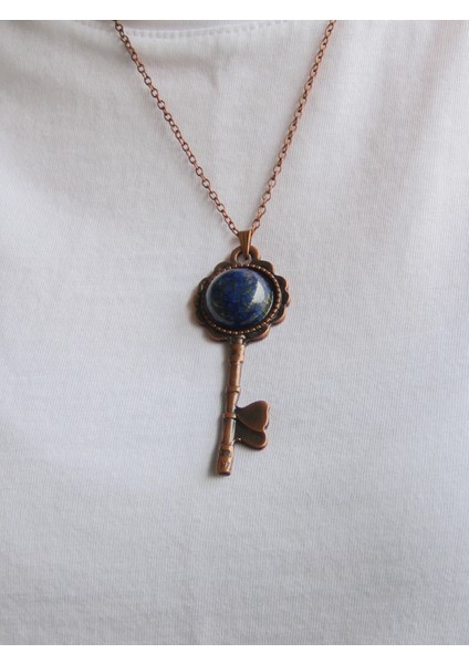 Doğal Taş Lapis Doğal Taşlı Anahtar Model Kadın Antik Kolye EUK35LPS modelleri