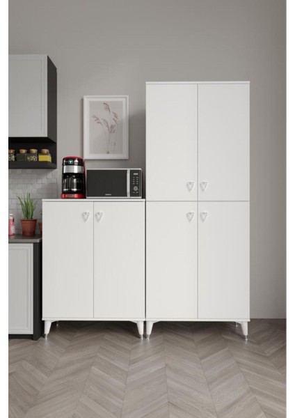 Simple SP6190 Çok Amaçlı Dolap 6 Kapaklı Mutfak Dolabı Balkon Dolabı Kiler Banyo Dolabı Ayakkabıl