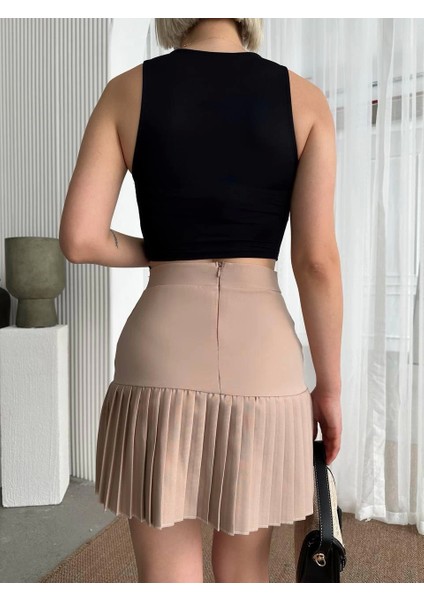 Altı Pliseli Mini Etek
