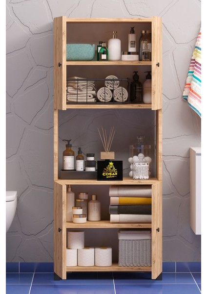 Çok Amaçlı Dolap 4 Kapaklı 5 Bölmeli Banyo Dolabı Mutfak Dolabı