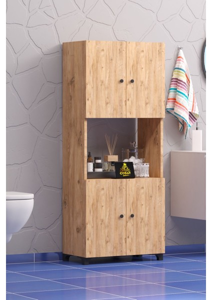 Çok Amaçlı Dolap 4 Kapaklı 5 Bölmeli Banyo Dolabı Mutfak Dolabı