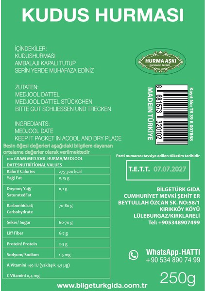Kudus Hurması Diyet 250 gr