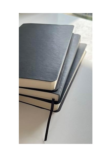 Tanıtım Defter, Çizgisiz Defter, Siyah Termo Deri Kapaklı Çizgisiz Defter, 128 Yaprak A5 Defter, Ofis ve Kırtasiye, Plan, Notebook (14CM x 21 Cm)