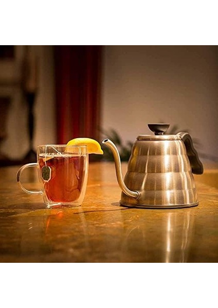 Barista Kahve Gooseneck Kettle - Çelik Kahve Demleme Dripper Kettle - Indüksiyonlu - Paslanmaz Çelik - 1200 ml