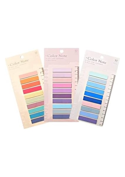 Sticky Notes Şeffaf Renkli Yapışkan Not Kağıtları Defter Yer Imleri Etiket Ayraç 3'lü Set(Gökkuşağı-1)