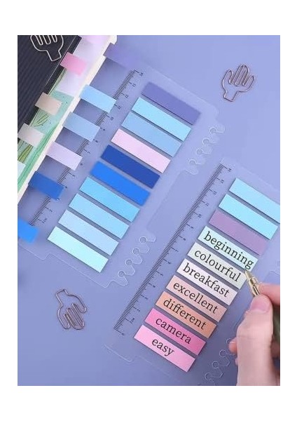 Sticky Notes Şeffaf Renkli Yapışkan Not Kağıtları Defter Yer Imleri Etiket Ayraç 3'lü Set(Gökkuşağı-1)