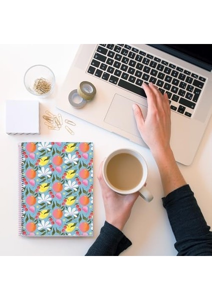 Defter Mr A4 100 Sayfa Kareli Spiralli Çiçekli