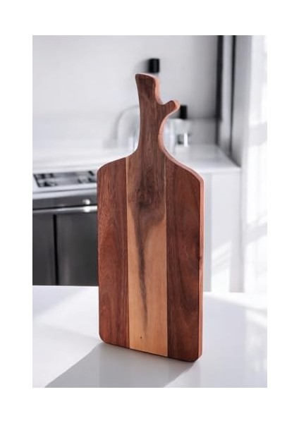 - Doğal Akasya Ahşap Kesme Tahtası Saplı, Et, Peynir, Ekmek, Sebze ve Meyve Servis Tepsisi Için Ahşap Mutfak Doğrama Tahtası (46 * 18.5 * 1.5cm)