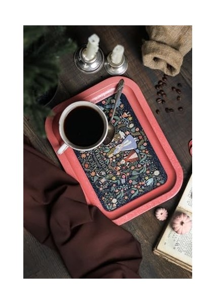 Alices Desenli Metal Tepsi - Çay Kahve Tepsisi - Sunum Tepsisi 23 cm x 31 cm (Tales Alices) fiyatları