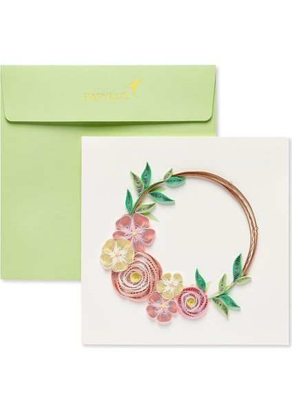 Quilling Kartı (Çiçekli Çelenk)