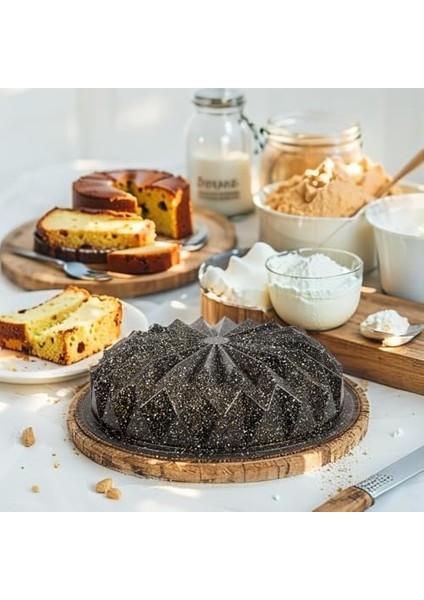 Thermo Döküm Gövdeli Kristal Kek Kalıbı 28CM, Dilimli ve Döküm, Siyah Granit Benekli Pişirme Kabı, Kolay Çıkarma, Dayanıklı Alüminyum Alaşım fiyatları