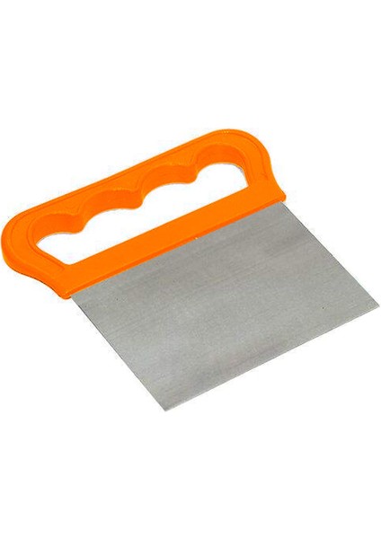 Metal Hamur Kesici Spatula, Ergonomik Saplı, Paslanmaz Çelik (Turuncu)