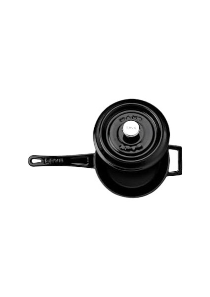Döküm Yuvarlak Sos Tenceresi. Döküm Demir Yekpare Saplı Trendy Serisi Çap(Ø18 Cm. Siyah