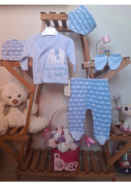 0-3 Ay Unisex Fil Desenli Bebek 5'li Takım fiyatları