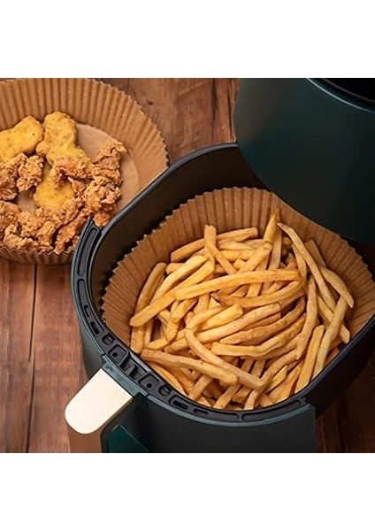 Airfryer Pişirme Kağıdı 50 Adet Yuvarlak Fırın Tepsisi Yanmaz Yapışmaz Gıda Parşömeni Sıcak Hava Fritözü Aksesuarı