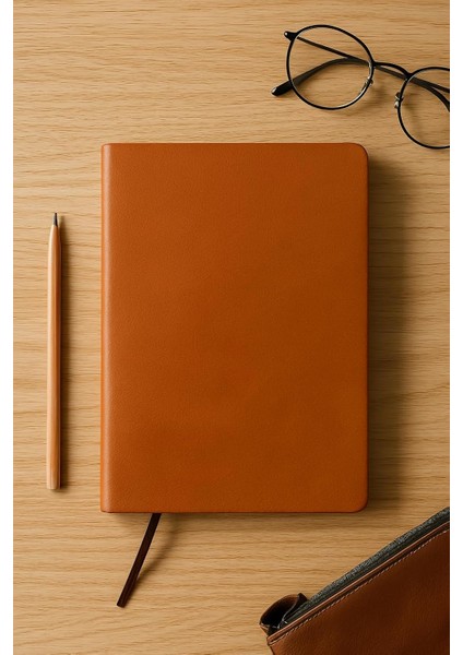 Tanıtım Çizgisiz Defter, Taba Termo Deri Kapaklı Defter, 128 Yaprak A5 Defter, Ofis ve Kırtasiye, Planlayıcı (14CM x 21 Cm) (Taba Kapak)