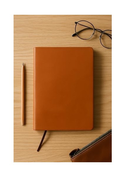 Tanıtım Çizgisiz Defter, Taba Termo Deri Kapaklı Defter, 128 Yaprak A5 Defter, Ofis ve Kırtasiye, Planlayıcı (14CM x 21 Cm) (Taba Kapak)