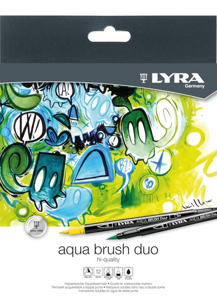 Aqua Brush Duo Çizim Kalemi, Askılı Paket 12'li