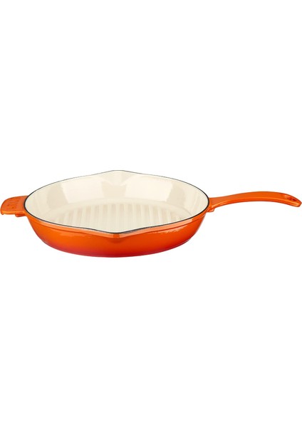 Döküm Yuvarlak Izgara Tavası Döküm Demir Yekpare Saplı Edition Serisi ÇAP(Ø)28CM. Turuncu