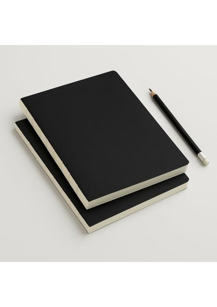 Tanıtım Özel Tasarım Siyah Kraft Kapaklı A4 Defter - 180 Derece Açılabilir, Sırtı DIKIŞLI,%100 El Işçiliği, Ofis, Okul, Günlük Kullanım Için Ideal Defter (Çizgisiz)