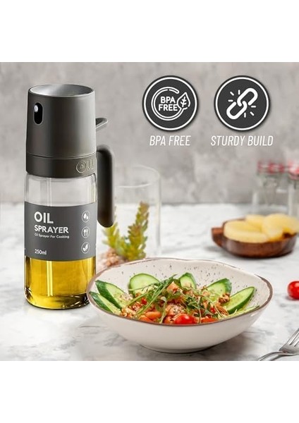 Yağ Püskürtücü Mutfak Aleti Pişirme Için Yüksek Borosilikat Cam Yağ Püskürtücü Bay, 250 ml Zeytinyağı Sprey Şişesi, Airfryer, Salata, Barbekü, Mutfak Pişirme, Kavurma, Koyu Gri fiyatları