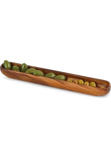 Akasya Ağacından Ahşap Zeytin Tabağı, Zeytinlik,ahşap Zeytin Tepsisi El Yapımı Akasya Ahşap Uzun Kano Tekne Tarzı Çanak - Yemek Servis Tabağı Masa Orta Parça (35CM*5CM) fiyatları