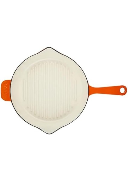 Döküm Yuvarlak Izgara Tavası Döküm Demir Yekpare Saplı Edition Serisi ÇAP(Ø)28CM. Turuncu