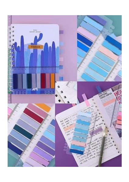 Post It 10 Renkli 200 Yaprak Şeffaf Yapışkan Not Kağıtları Sticky Notes Etiket Not Defteri Kitap Ayracı Gökkuşağı Serisi (Renkli Yaz)