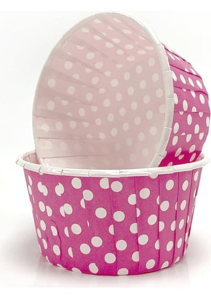 Hediye Sepeti 50'li Büyük Boy Xl Koyu Pembe Puantiyeli Muffin Kek Kalıbı Cupcake Kapsülü Jumbo Kek Kapsülü, Airfryer Uyumlu