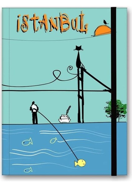 Color Renkli Istanbul Defter Çizgili Lastikli Boğaz