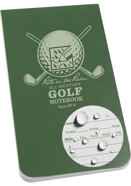 In The Rain All Weather Golf Not Defteri, 8,9 x 15,2 Cm, Green Field Flex, Club Yardage Book & Hole Notes (No. 4)