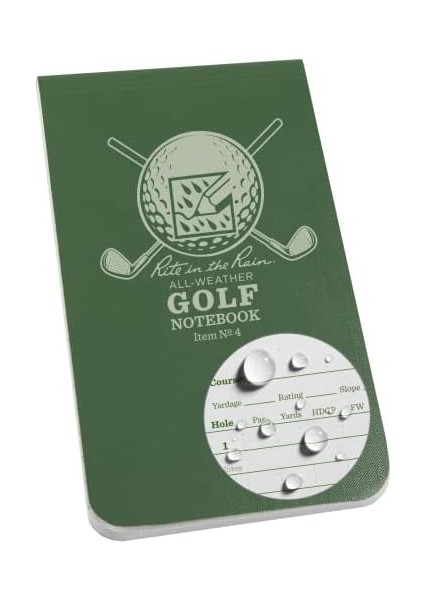In The Rain All Weather Golf Not Defteri, 8,9 x 15,2 Cm, Green Field Flex, Club Yardage Book & Hole Notes (No. 4)