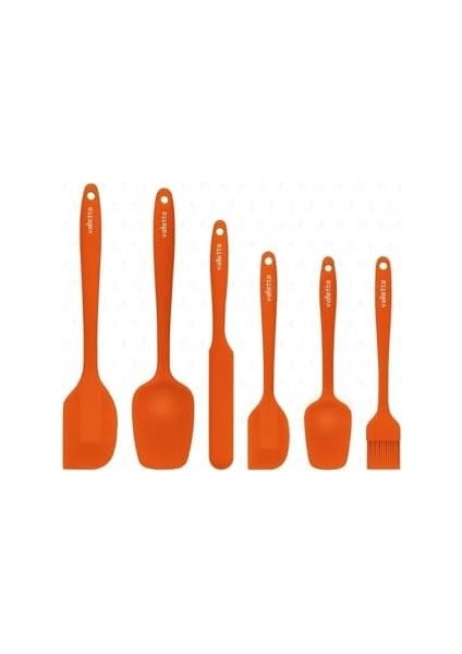Drongo Isıya Dayanıklı Yanmaz Yapışmaz Silikon Spatula Seti 6 Parça Turuncu
