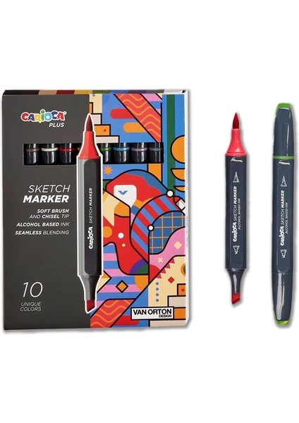 Plus Sketch Marker Çift Taraflı Çizim Kalemi 10 Renk