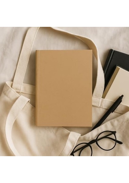 Tanıtım Amerikan Ciltli, A5 Çizgisiz Defter, 64 Yaprak, 90 Gr. Ivory Kağıt, Ofis Için Ideal, Planl (Kraft Kapak)