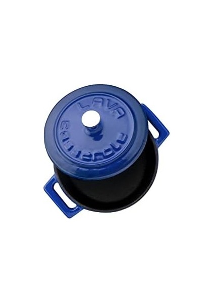 Metal Döküm Mini Tencere, Trendy, 10 Cm, 0.35 L Hacim, Mavi
