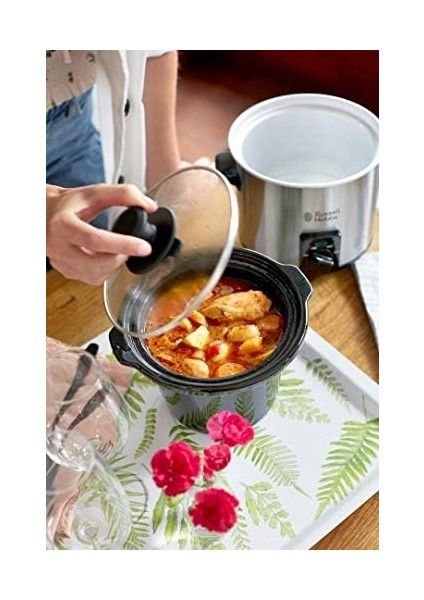 Hobbs Slow Cooker Mini [ağır 2 L Seramik Pişirme Tenceresi, Isteğe Göre Sıcaklık Dağılımı] Kompakt Yavaş Pişirici (3 Sıcaklık Ayarı ve Sıcak Tutma Fonksiyonu, 145 W) Yavaş Pişirici 25570-56