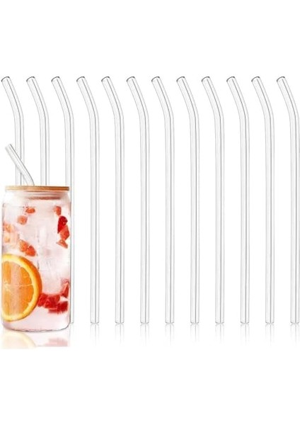 12 Adet Şeffaf Cam Eğimli Pipet - Cam Pipet 12'li fiyatları