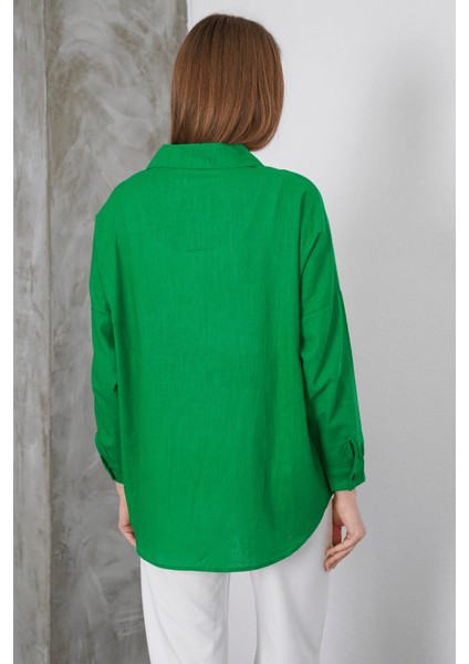 Kadın London Keten Tek Cepli Oversize Gömlek, Premium Kalite Keten Gömlek indirimleri