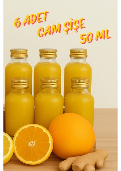 6 Adet Şeffaf Cam Shot Şişesi Sızdırmaz Gold Metal Kapaklı Hediyelik Koku Süs Çok Amaçlı Şişe 50ML