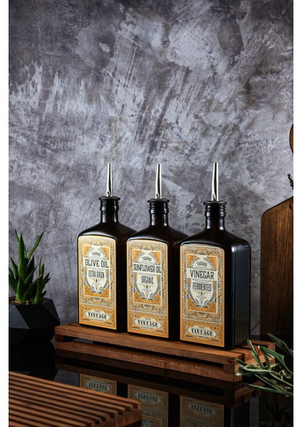 500ML Premium Serisi 3lü Set Zeytinyağı,ayçiçek Yağı ve Sirke Şişesi