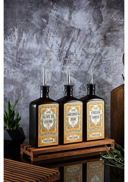 500ML Premium Serisi 3lü Set Zeytinyağı,ayçiçek Yağı ve Sirke Şişesi