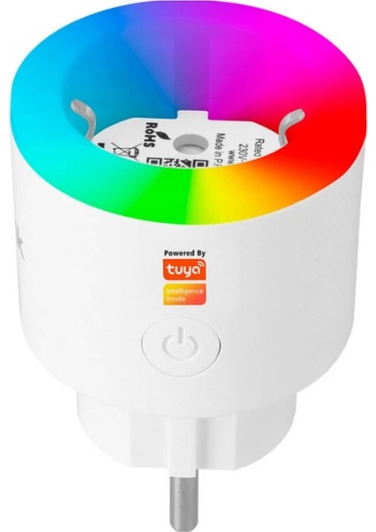 Akım Korumalı Akıllı Priz Rgb Işıklı Wifi Tuya Destekli Android ve Ios Destekli