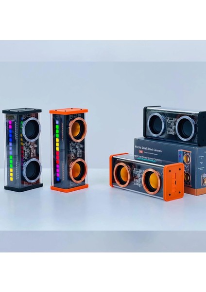 Şeffaf Mecha Müzik Tws Stereo Rgb Işıklı Hoparlör Kablosuz Bluetooth 5.0 Taşınabilir Hoparlör V9