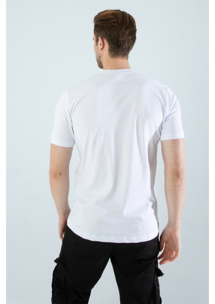 Unisex Slim Fit Kesim Aslan Dijital Baskılı Pamuklu Likralı Kısa Kol T-Shirt