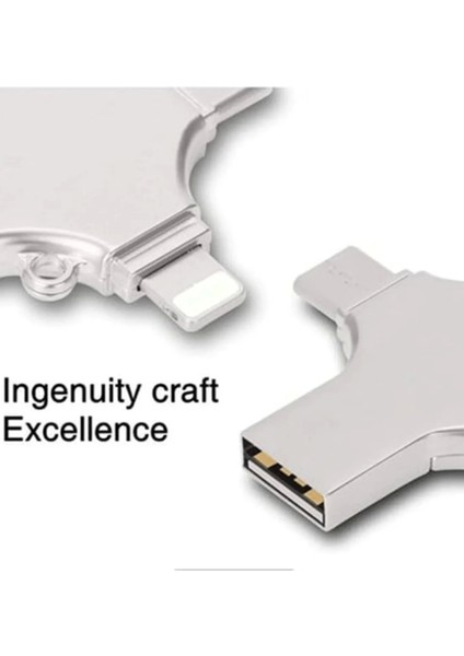 Otg 4in1 Cep Telefonu Çok Fonksiyonlu USB Flash Bellek 128 GB Type-C, Micro Sd ve Kart Okuyucu