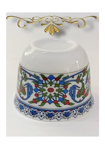 Çini Renkli Model Desenli Porselen Mirra Set 6 Adet Mırra Cup Porcelain 6 Pieces