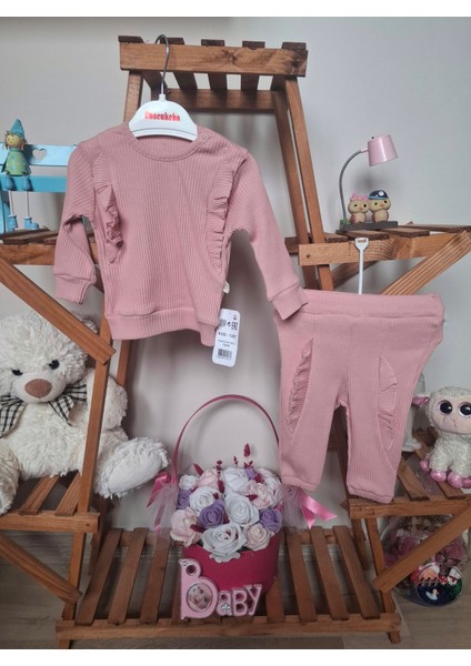 Kız Bebek Fırfır Detaylı 2'li Takım